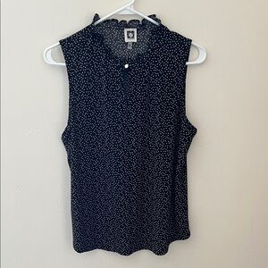 Anne Klein Black Sleeveless Polka Dot Top